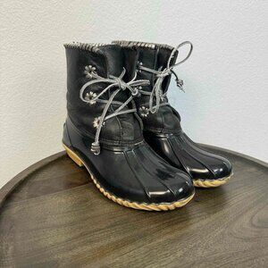 Jack Rogers Women's Chloe Duck Boots Lace Up Waterproof Black Size 7M